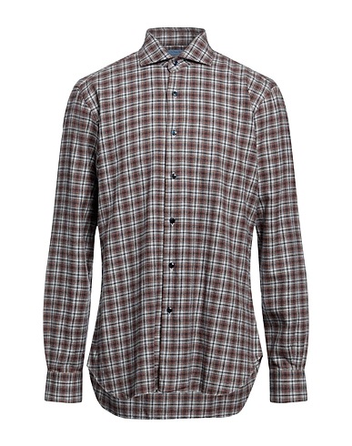 BARBA Napoli Checked shirt Brown 100% Cotton