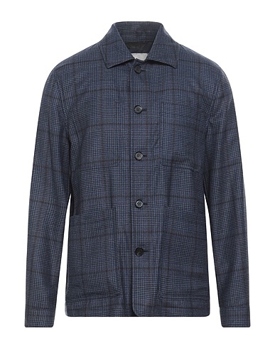 PAOLONI Patterned shirt Navy 100% Virgin Wool