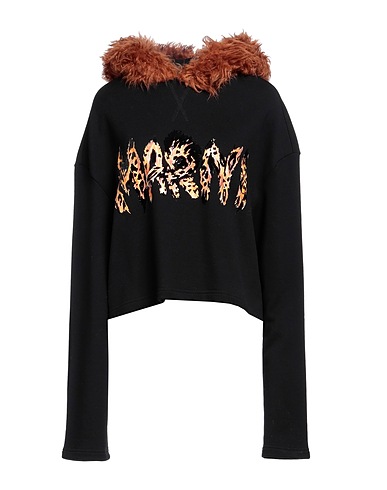 MARNI Hooded sweatshirt Black 100% Cotton, Modacrylic, Acetate, Wool