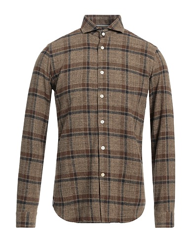 TINTORIA MATTEI 954 Checked shirt Khaki 100% Cotton