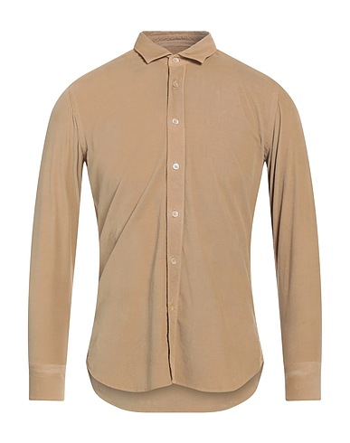 TINTORIA MATTEI 954 Solid color shirt Beige 97% Cotton, 3% Elastane