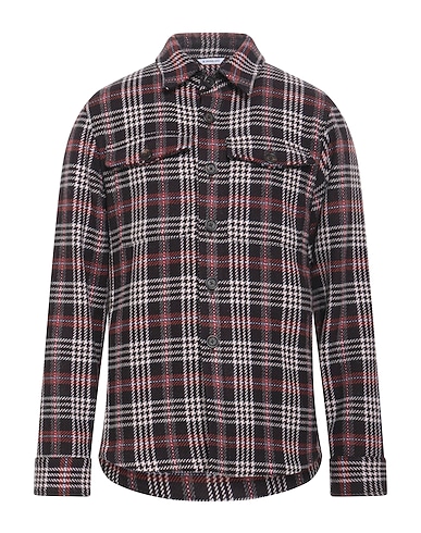 MANUEL RITZ Patterned shirt Dark brown 51% Wool, 25% Polyester, 11% Acrylic, 10% Polyamide, 3% Other Fibres