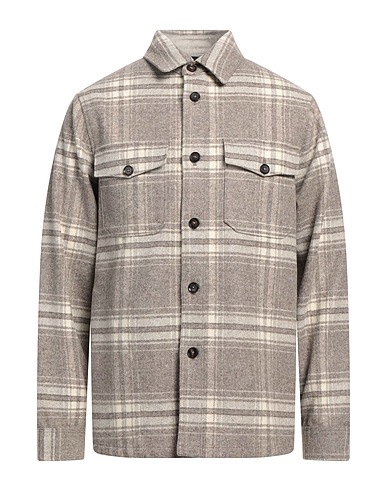 PAOLONI Checked shirt Grey 80% Virgin Wool, 20% Polyamide