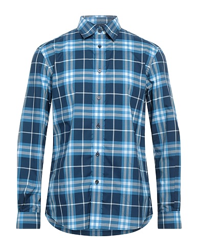 BURBERRY Checked shirt Navy blue 100% Cotton