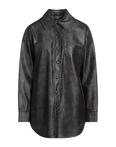 ALPHA STUDIO Solid color shirts & blouses Dark brown 100% Polyurethane resin