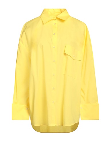 MANUEL RITZ Solid colour shirts & blouses Yellow 97% Cotton, 3% Elastane