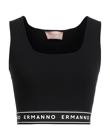 ERMANNO FIRENZE Crop top Black 65% Polyamide, 18% Polyester, 17% Elastane