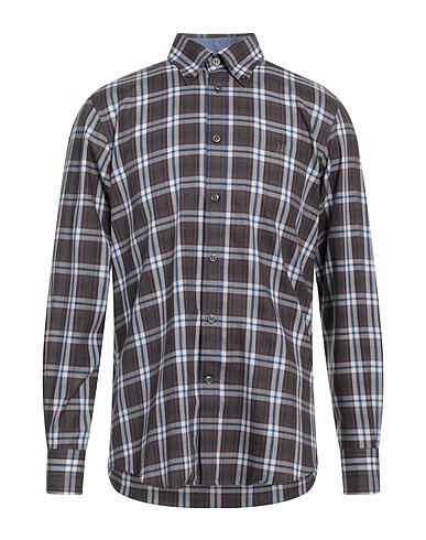 HARMONT & BLAINE Checked shirt Dark brown 100% Cotton