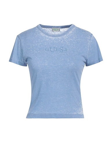GUESS Basic T-shirt Sky blue 50% Cotton, 50% Polyester