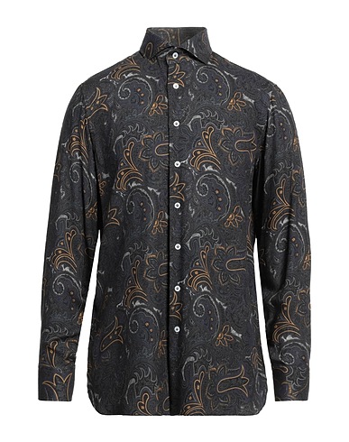 LARDINI 柄入りシャツ ミッドナイトブルー レーヨン 95% / ウール 5%