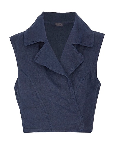 8 by YOOX Top LINEN SLEEVELESS WRAP TOP
 Navy blue 100% Linen