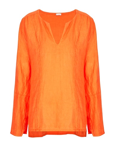 8 by YOOX Top LINEN V-NECK L/SLEEVE TOP
 Orange 100% Leinen