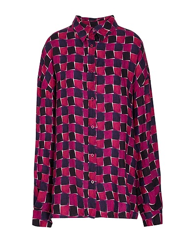 8 by YOOX Καρό πουκάμισο PRINTED LINEN OVERSIZE SHIRT
 Δαμασκηνί 100% Λινό