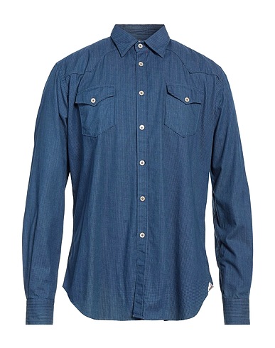 ALEXINGH Patterned shirt Navy blue 100% Cotton