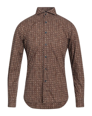ORIAN Patterned shirt Brown 100% Cotton