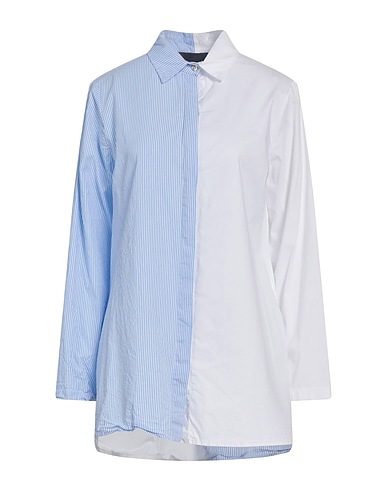 MARIA CALDERARA Striped shirt White 100% Cotton, Elastane