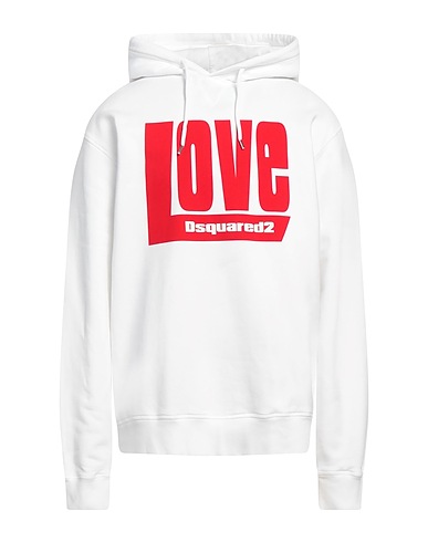 DSQUARED2 Hooded track jacket  White 100% Cotton, Elastane