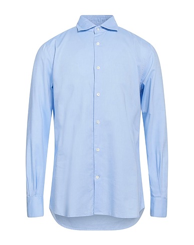 GLANSHIRT Camicia tinta unita Celeste 100% Cotone