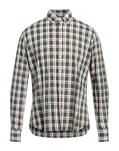 XACUS Checked shirt Dark green 90% Cotton, 10% Linen
