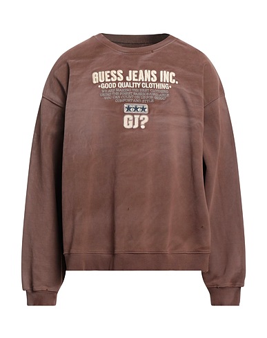 GUESS Felpa Marrone 100% Cotone