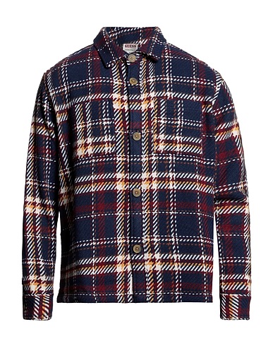 GUESS Patterned shirt Navy blue 78% Polyester, 21% Wool, 1% Acrylic