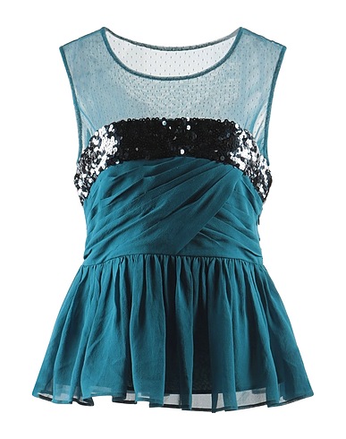 SEE BY CHLOÉ Silk top Deep teal 100% Silk, Polyamide