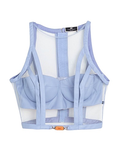 ELISABETTA FRANCHI Top Pastel blue 100% Polyamide, Polyester, Polyurethane