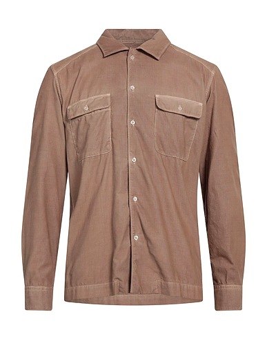ALTEA Solid colour shirt Camel 100% Cotton
