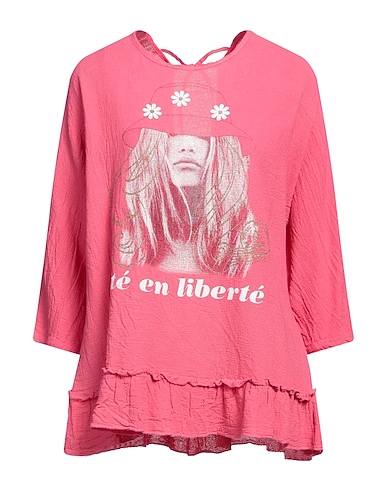 AU SOLEIL DE SAINT TROPEZ T-shirt Magenta 50% Cotton, 50% Linen