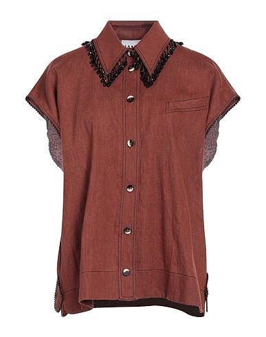 GANNI Shirts Brown 100% Hemp