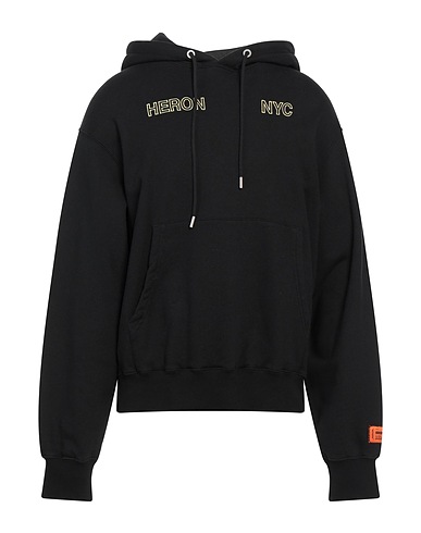 HERON PRESTON Hooded track jacket  Black 100% Cotton, Elastane, Polyester
