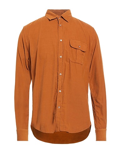 GLANSHIRT Solid color shirt Camel 100% Cotton