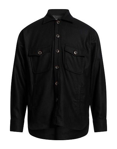 TINTORIA MATTEI 954 Solid color shirt Black 65% Wool, 25% Polyamide, 10% Cashmere