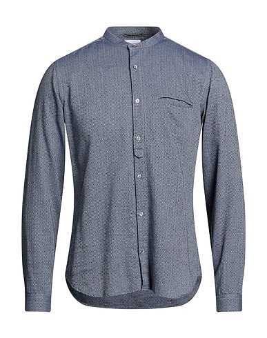 DNL Patterned shirt Midnight blue 80% Cotton, 20% Linen