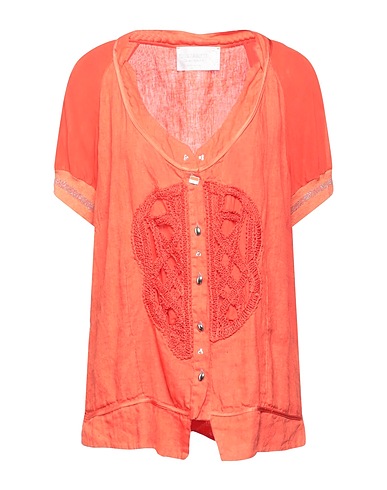 ELISA CAVALETTI by DANIELA DALLAVALLE Linen shirt Salmon pink 100% Linen, Viscose, Elastane