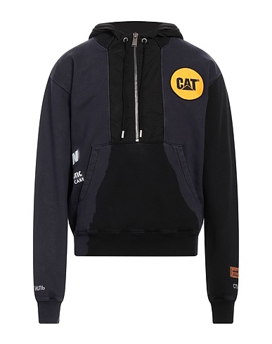 HERON PRESTON x CATERPILLAR Hooded sweatshirt Dark purple 100% Organic cotton, Polyamide, Polyester, Elastane