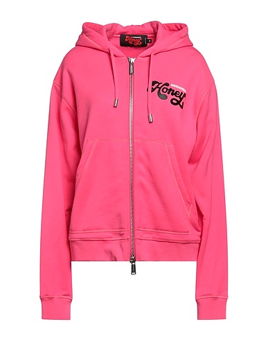 DSQUARED2 Hooded track jacket  Fuchsia 100% Cotton, Elastane