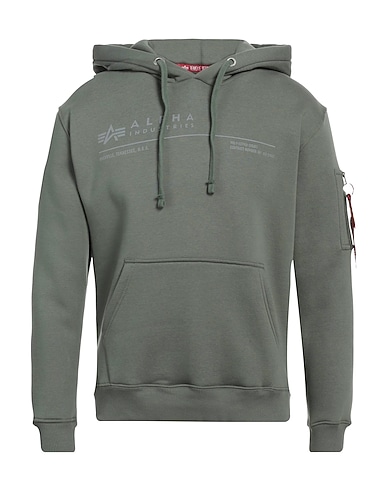 ALPHA INDUSTRIES Hooded sweatshirt Military green 80% Cotton, 20% Polyester