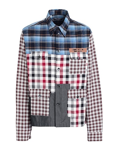 DOLCE&GABBANA Patterned shirt Light blue 100% Cotton