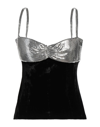 RABANNE Top Black 100% Aluminium, Viscose, Polyamide, Elastane