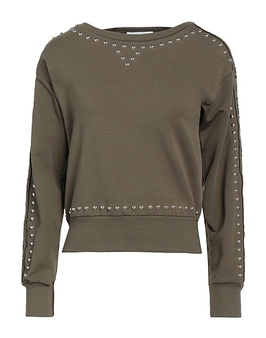 MET JEANS Sweatshirt Military green 95% Cotton, 5% Elastane