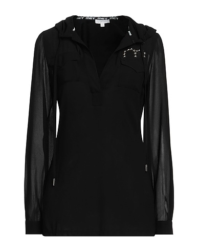 MET JEANS Top Black 100% Polyester, Rayon, Elastane