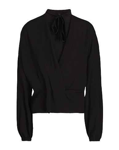 8 by YOOX Top VISCOSE V-NECK BLOUSE
 Black 100% Viscose