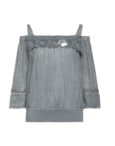 ELISA CAVALETTI by DANIELA DALLAVALLE Off-the-shoulder top Grey 100% Viscose, Linen