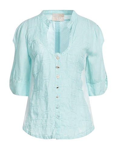ELISA CAVALETTI by DANIELA DALLAVALLE Linen shirt Sky blue 100% Linen, Cotton, Viscose, Elastane