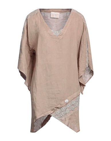 ELISA CAVALETTI by DANIELA DALLAVALLE Top Khaki 100% Linen, Polyamide, Polyester