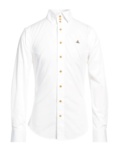 VIVIENNE WESTWOOD Solid colour shirt White 97% Organic cotton, 3% Elastane