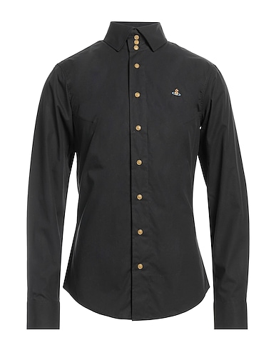 VIVIENNE WESTWOOD Solid colour shirt Black 97% Organic cotton, 3% Elastane