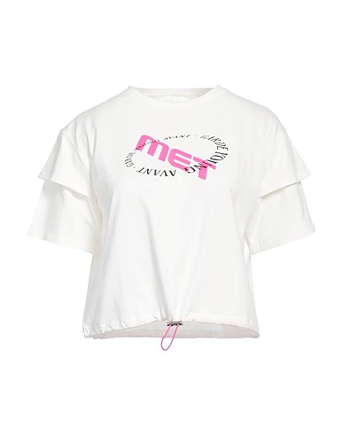 MET JEANS T-shirt Ivory 95% Cotton, 5% Elastane
