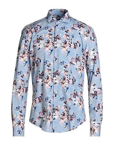 BRIAN DALES Patterned shirt Pastel blue 100% Cotton